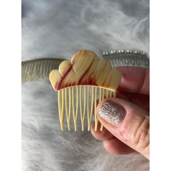 Vintage Hair Combs Set Of 3 With Faux Pearl & Tortoiseshell Design For Women - Picture 2 of 3